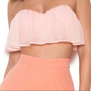 🚫ITEM SOLD🚫 House of CB Julita Blush Draped Chiffon Bustier Top Size L NWT